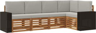 vidaXL Conjunto De Sof&aacute;s De Exterior 5 Uds. Natural Y Gris Claro Vidaxl