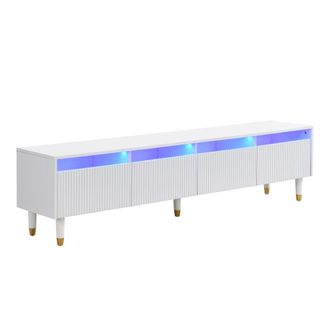 Urban Meuble Mueble TV blanco dise&ntilde;o ondulado 178 cm con 4 cajones