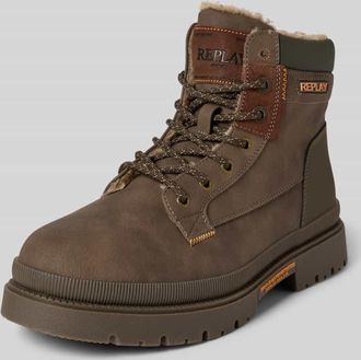 Replay Boots mit Label-Details in Dunkelbraun, Größe 41