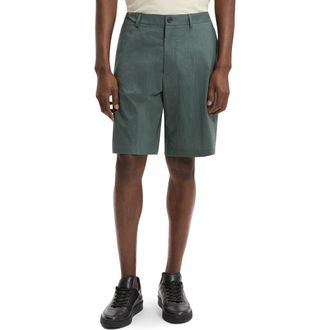 Theory Flat Front Nylon Bermuda Shorts in Pine Grove at Nordstrom, Size 38