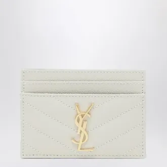 Saint Laurent Cassandre card holder in cream