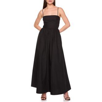 Susana Monaco Open Back Cotton Poplin Maxi Dress in Black at Nordstrom Rack, Size X-Small