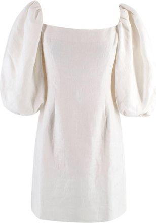 Rebecca de Ravenel Cream Linen First Impressions Mini Dress Size XXS