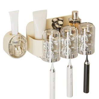 OEM Bonito Portacepillos Con Forma De Oso Y Dispensador Autom&aacute;tico De Pasta De Dientes. Portacepillos De Pared Con 3 Vasos