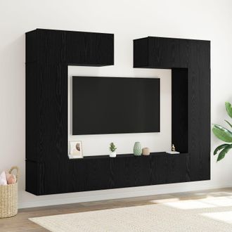 Berkfield Home 8 Piece TV Cabinet Set g&Auml;&igrave; Wall-mounted in Black Oak, Engineered Wood