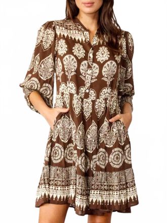 Rubyyaya Jaipur Midi Dress In Brown