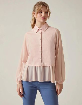 James Lakeland Womens Pale Pink Contrast Hem Blouse - Pink/Pink - Size: 16