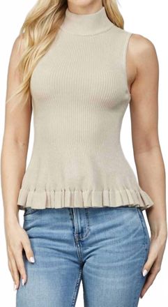 Fate Mock Neck Peplum Sweater In Taupe