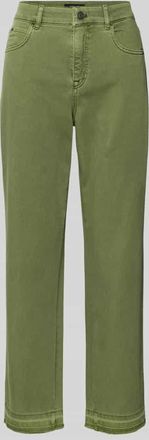 Marc Cain Feminine Fit Jeans mit Fransen und Eingrifftaschen in Oliv, Gr&ouml;&szlig;e 34