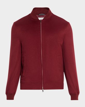 Brunello Cucinelli Mens Cashmere and Silk Bomber Jacket