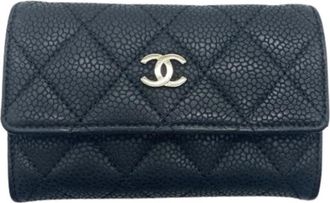 Chanel Pre-owned Card Case - Dames - Vintage Accessoires - Blauw - ONE Size - Leer - Vintage