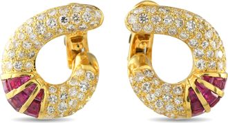 Luxury Bazaar 18K Yellow Gold 3.12ct Diamond and Ruby Clip-On Earrings MF29-061125