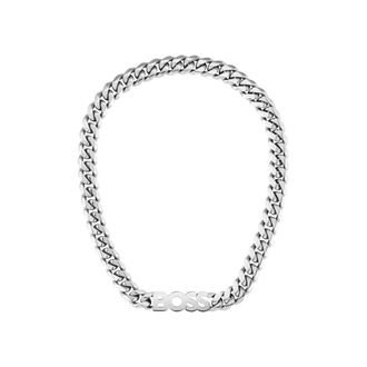BOSS Curb-chain necklace with logo plate