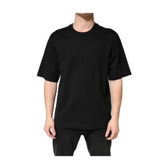 Dolce & Gabbana T-Shirts, male, Black, Size: L Cotton Crewneck Short Sleeve T-Shirt