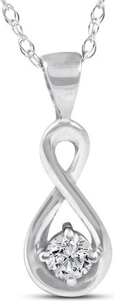 Pompeii3 1/10Ct Diamond Solitaire Knot Pendant 10k White Gold Womens Necklace