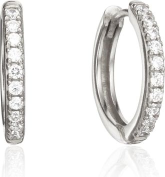 Lily & Roo Solid White Gold Genuine Diamond Style Large Hoop Earrings