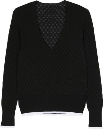 SAPIO V-neck open knit jumper - men - Cotton/Viscose - 48 - Black