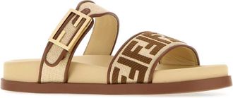 Fendi Womens Feel Slipper Beige Raffia