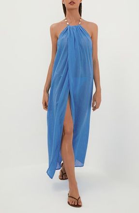 Vix Cloe Halter Cotton Cover-Up Dress in Blue at Nordstrom, Size X-Small