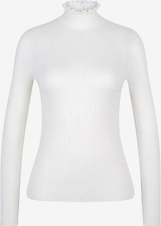 Akris Gerippter Schlauchpullover mit gerüschtem Stehkragen