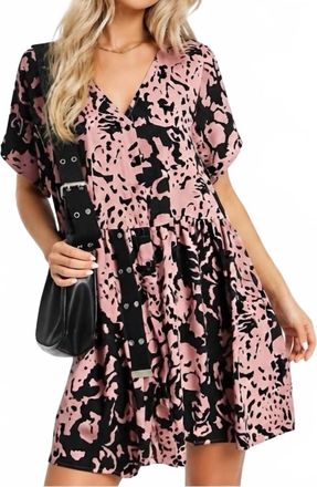 Urban Threads Oversized Dress In Pink And Black Abstract Print