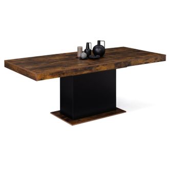 IDMarket Tavolo Da Pranzo Rettangolare Allungabile Eden 6-10 Persone Legno Effetto Antico E Nero 160-200 Cm