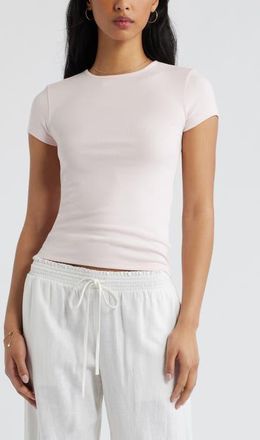 BP. Stretch Cotton Blend Baby Tee in Pink Balm at Nordstrom, Size Xx-Small