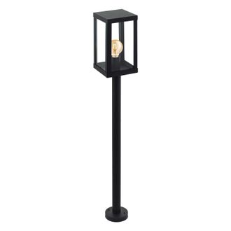 Loops IP44 Outdoor Bollard Light Black Zinc Plated Steel 1 x 60W E27 Bulb Post