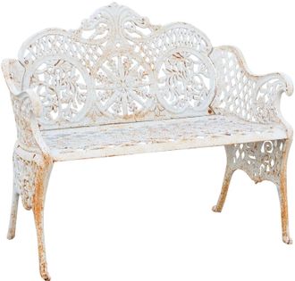 Biscottini International Biscottini - Banco De Jard&iacute;n De Hierro Fundido 110x55x90 Sof&aacute; De Exterior Banco Liberty Con Reposabrazos Silla De 2 Plazas Banco De Hierro