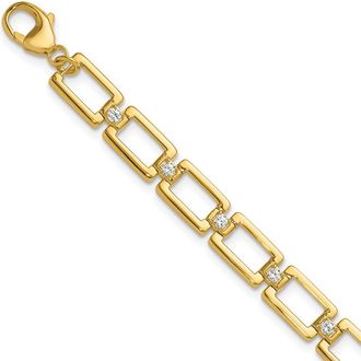 Diamond2Deal 14k Gold 1/2 Ct Lab Grown Diamond Fancy Link Bracelet