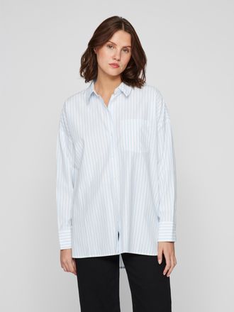 Vila Hemdbluse VILA VIDARMA L/S BUTTON SHIRT - NOOS, Damen, Gr. 36, blau (kentucky blau stripes:cloud dancer), Web, Obermaterial: 55% Polyester, 45% Baumwo