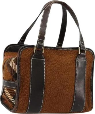 Burberry Pre-owned Hand Bag - Dames - Vintage Handtas - Bruin - ONE Size - Wol - Vintage