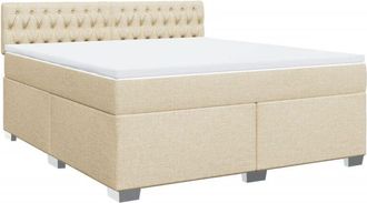 vidaXL Cama Box Spring Con Colch&oacute;n Tela Color Crema 180x200 Cm Vidaxl