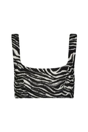 Matthew Bruch Anna Tie Back Crop Top In Zebra