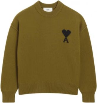 Ami Rondgebreide trui - Dames - Ronde hals truien - Groen - XL - Wol - Truien & Vesten