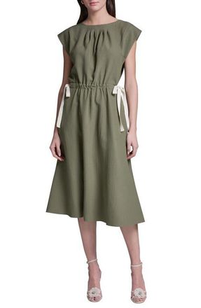 BCBGeneration Tie Crepe Midi Dress in Basil at Nordstrom, Size 10