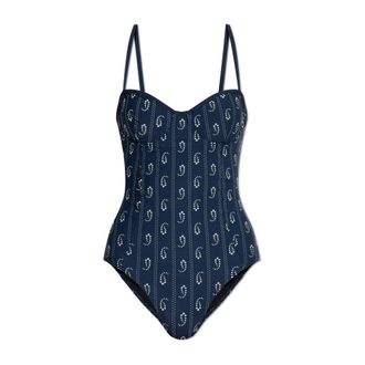 Tory Burch Balconette Badpak - Dames - Badpakken - Blauw - XL - Nylon - Badmode