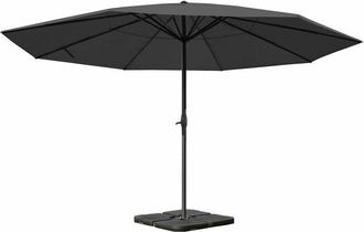 Hhg Nunca Usado] Sombrilla Meran Pro, Sombrilla De Mercado Para Gastronom&iacute;a Sin Cenefa &Oslash; 5m Poli&eacute;ster/aluminio 28kg, Antracita Con Soporte