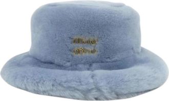 Miu Miu Pre-owned Hat - Dames - Vintage Accessoires - Blauw - ONE Size - Katoen - Vintage
