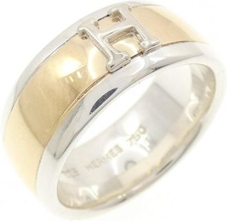 Herm&egrave;s Silver Yellow Gold Yellow Gold (18K) Silver 925 Band Ring (Pre-Owned)