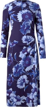 Erdem Printed Blue Jersey Midi Dress Size XS