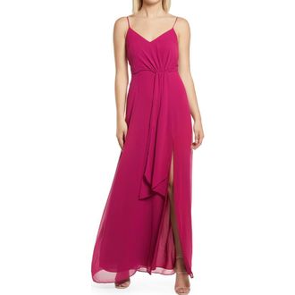 Wayf The Everly Drape Front Gown in Dahlia at Nordstrom Rack, Size X-Small