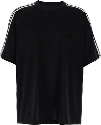 Yohji Yamamoto 3-Stripes Wire T-Shirt - Heren - T-shirts - Zwart - S - Wol - Tops