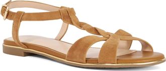 Dune London Womens Ladies Lylar - T-Bar Plaited Sandals - Tan Leather - Size UK 7