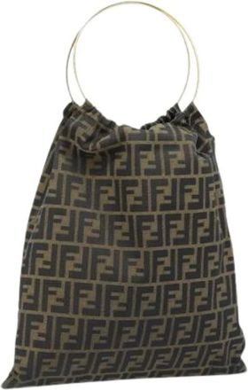 Fendi Pre-owned Bucket Bags, female, Brown, Size: ONE SIZE Pre-owned Vintage Zucca Canvas Bucket Bag
