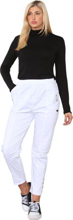 Generic Ladies Womens Full Length Cherry Berry Trousers - Bottom Slim Summer Pants Elasticated Italian Casual Pants Joggers Plus 10-24 (White, 16)