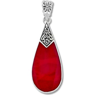 Samuel B. Sterling Silver Pear Shape Coral Pendant in Red at Nordstrom Rack