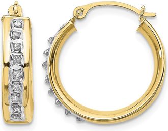 Diamond2Deal 10k Yellow Gold Round Cut Diamond Fascination Hoop Earrings