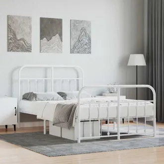 vidaXL Giroletto Con Testiera E Pediera Metallo Bianco 120x190 Cm - Vidaxl