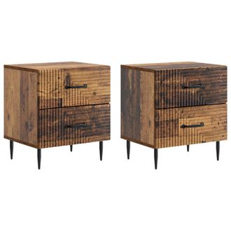 vidaXL Armario De Noche 2 Pcs Madera Envejecida 43 X 34,5 X 47,5 Cm Vidaxl